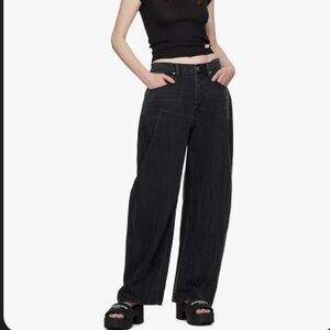 Alexander Wang Black Creased Cotton Ballon Jeans